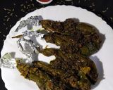 A picture of step 7 of Bharwa baigan.