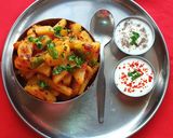 A picture of step 4 of Dry Potato subji (farali).
