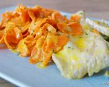 Une image de l'étape 4 de Escalope de veau et fusilis de carottes à la crème ciboulette.