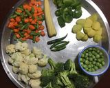 A picture of step 1 of Mix Veg in White Sauce.