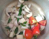 A picture of step 6 of Appam with vegetable stew.