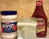 A picture of step 1 of Mayo Ketchup (Pink Sauce or Mary Rose Sauce).