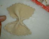A picture of step 6 of Farfalle (bow tie) pasta.