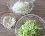 A picture of step 1 of Cabbage-Packed Scoop Menchi Katsu.