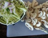 A picture of step 1 of Mushroom fried rice.