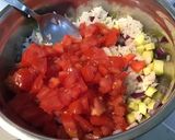 Une image de l'étape 12 de Salade de riz aux légumes,olives et pancetta grillée.