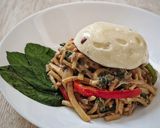 A picture of step 8 of Chilli Chickpea Noodles with Peanut Sauce and Burrata Cheese.
