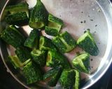 A picture of step 1 of Barwa Karela.