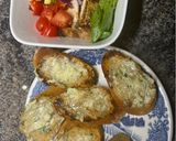 A picture of step 8 of Chicken salad with honey mustard dressing / garlic bread.