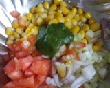 A picture of step 2 of Corn bhel.
