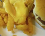 A picture of step 3 of Cheddar Melt Burger and Fries.