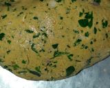 A picture of step 3 of Mixed millet partha with bathua and methi leaves.