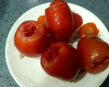 A picture of step 1 of Veggie Tomato Shots.