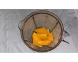 A picture of step 1 of Peach and mango juice.