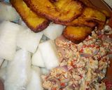 A picture of step 3 of Boiled yam,egg sauce and plantain.