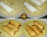 A picture of step 8 of Veg Spring Rolls with homemade sheets and sauce.