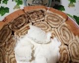 A picture of step 3 of Zuccotto Ice Cream Cake with Swiss Roll Slices.