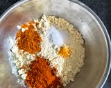 A picture of step 1 of Besan greenchill onion Chilla.