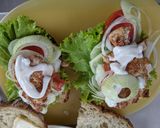 Foto langkah ke 6 dari resep Sourdough bread sandwich with chicken barbeque.