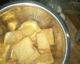 A picture of step 1 of Tofu(awara) chips and cabbage sauce.