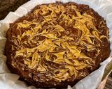 A picture of step 5 of Gluten Free Chocolate Brownies featuring Cacao and Cashew Flour and Peanut Butter Swirl.