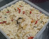 Foto langkah ke 6 dari resep Nasi Bakar Teri dan Sambal.