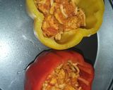 சிக்கன் நூடுல்ஸ் ஸ்டப்டு&பேக்குடு கேப்ஸிகம் (Chicken noodles stuffed capsicum recipe in tamil) ரெசிபி ஸ்டேப் 8 புகைப்படம்