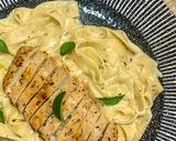 A picture of step 6 of Chicken Fettuccine Alfredo 🍝.
