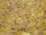 Pastel de plátano en la sartén. Con carne y queso mozzarella