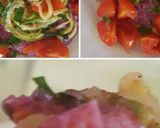 Foto del passaggio 4 della ricetta Spaghetti di zucchina sul letto di cavolo viola con fiori di ciliegino