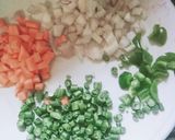 A picture of step 1 of Shezwan triple rice.