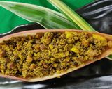A picture of step 8 of Mochar Ghonto (banana flower).