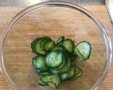 A picture of step 1 of Cucumber and Wakame (sea weed) in Vinegar - Japanese #vegan.