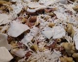 A picture of step 5 of Mushy Pea, Pasta, with Prosciutto.