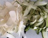 Une image de l'étape 1 de Tagliatelles de panais et courgettes aux saucisses de Thuringe.
