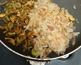 A picture of step 2 of Bitter gourd with chana dal masala.