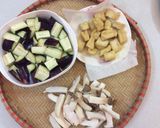 A picture of step 2 of Braised Eggplant with King Oyster Mushrooms and Tofu.