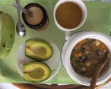 A picture of step 3 of Brown Rice Porridge with Lotus Seeds, Black Beans, and Pumpkin.