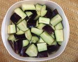 A picture of step 3 of Braised Eggplant with King Oyster Mushrooms and Tofu.