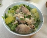 Hình bước làm 3 của món Móng giò hầm đu đủ xanh cho bà mẹ nuôi bé