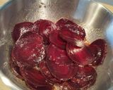 A picture of step 2 of Beet Carpaccio with Arugula Mayo 🌿🫜.
