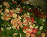 A picture of step 3 of Lady finger with onion and karonde(karissa carandas).