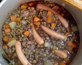 A picture of step 6 of German Lentil Stew with Spätzle Noodles (Linsen mit Spätzle).