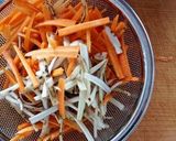 A picture of step 1 of Kinpira Gobo (Spicy Burdock Root and Carrot Stir-fry).