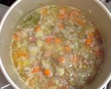 A picture of step 4 of German Lentil Stew with Spätzle Noodles (Linsen mit Spätzle).