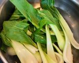 A picture of step 2 of Bok Choy stir-fried with ginger.