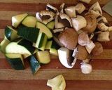 A picture of step 2 of Zucchini and Mushrooms Sautéed with Basil.