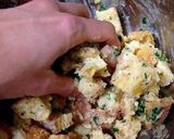 A picture of step 6 of Semmelknödel (German Bread Dumplings).