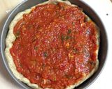 A picture of step 12 of Chicago-style Deep Dish Pizza .