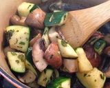 A picture of step 6 of Zucchini and Mushrooms Sautéed with Basil.